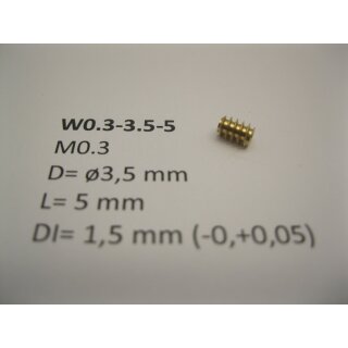 Schnecke Messing M0.3 D=ø3,5 L=5 DI=1.5 mm