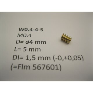 Schnecke Messing M0.4 D=ø4 L=5 DI=1.5 mm