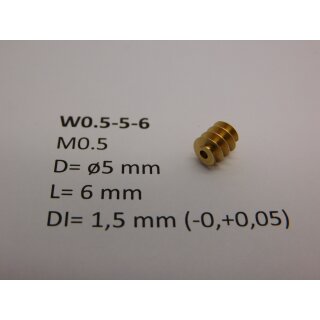 Schnecke Messing M0.5 D=ø5 L=6 DI=1.5 mm