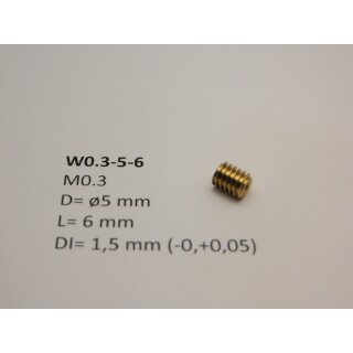 Schnecke Messing M0.3 D=ø5 L=6 DI=1.5 mm